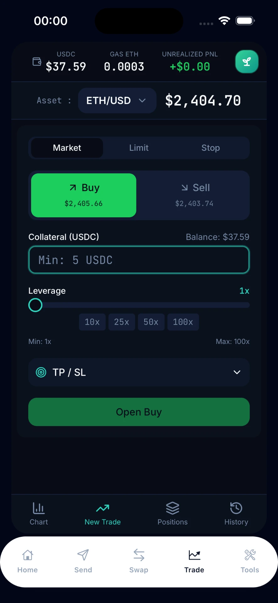 C4T Wallet trading screen