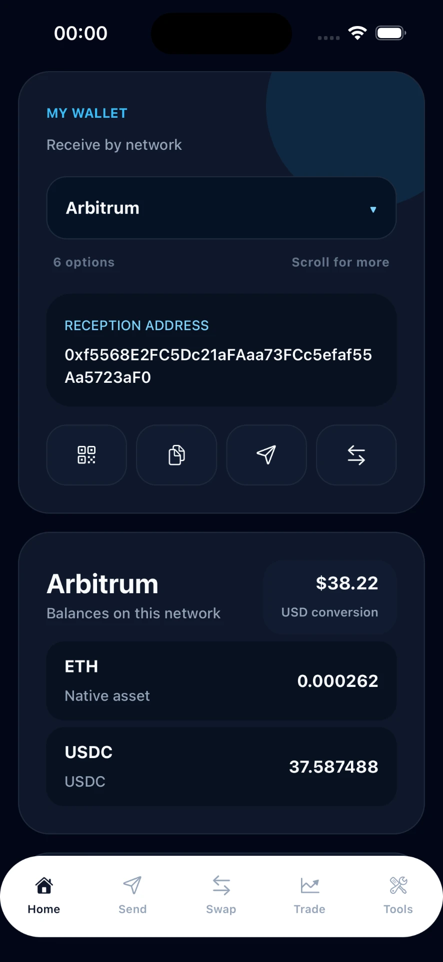 C4T Wallet Receive screen